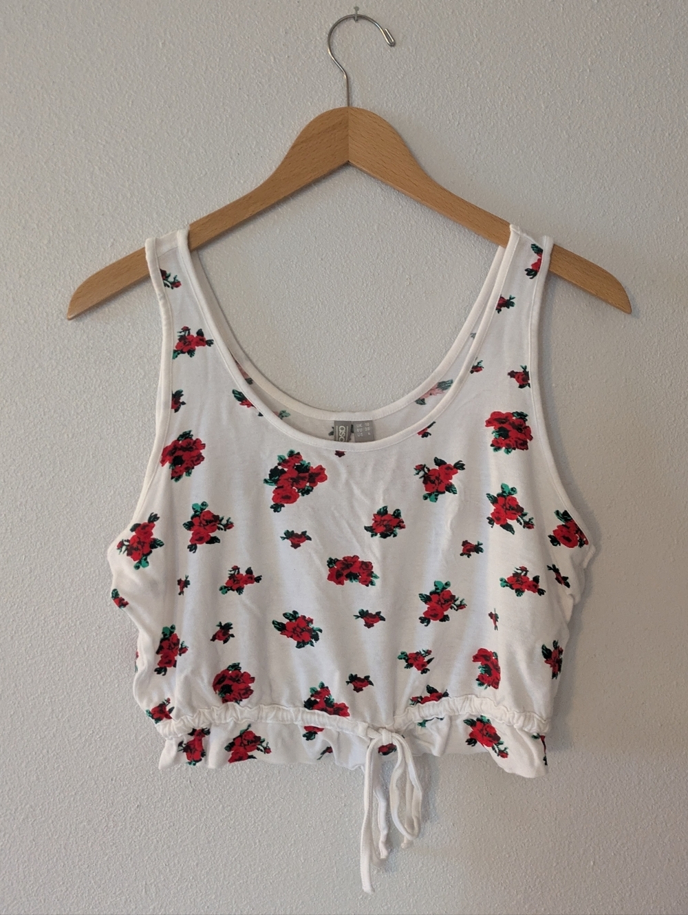 ASOS White Floral Tie-Waist Crop Tank Top